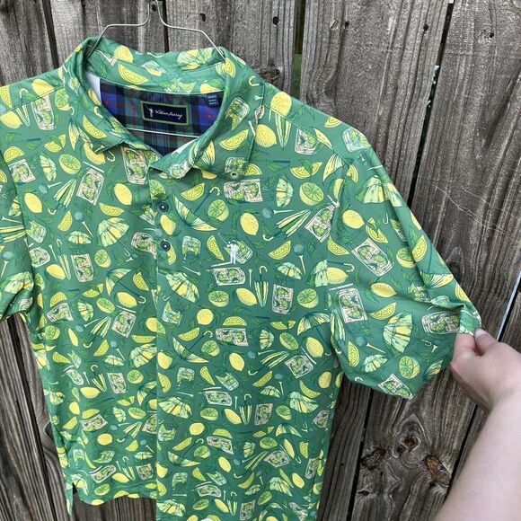 William Murray Golf Navy Polo “Lemon Life” Men’s Medium Green Cocktail Booze - Picture 5 of 12